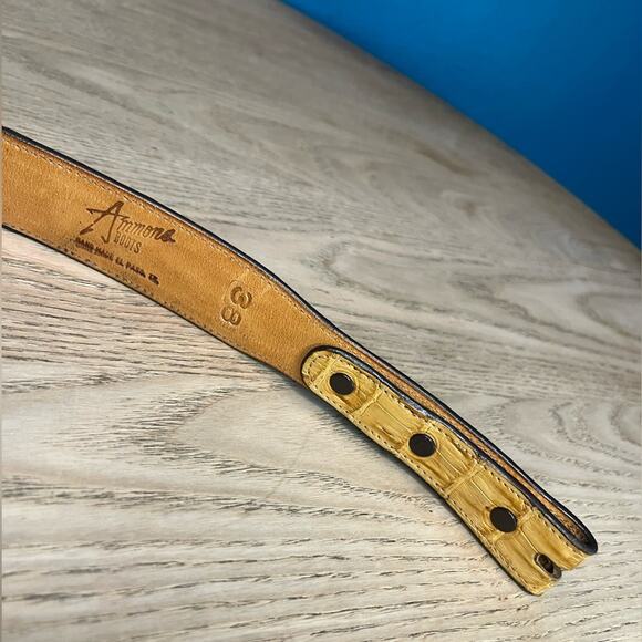 Ammons Boots Authentic Caiman Alligator Belt Tan Camel 1” Buckle Western Rodeo - Picture 5 of 8